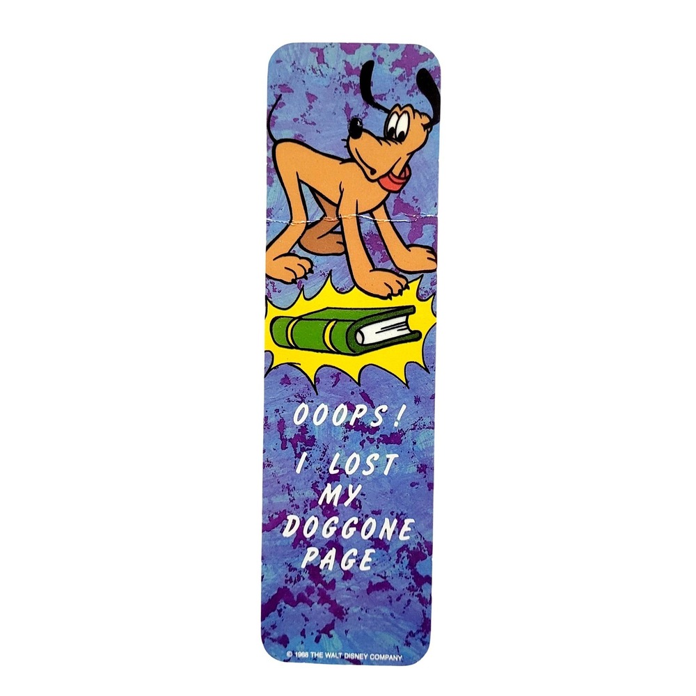 Vintage 80s Pluto Dog Bookmark lost my doggone page- Disney 1988 One Stop 2-1059